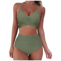 Ruziyoog Womens Swim Suits Print Cute Bathing Suits for Teen Girls Two Pieces Bikini Set for Women High Waisted Army Green L