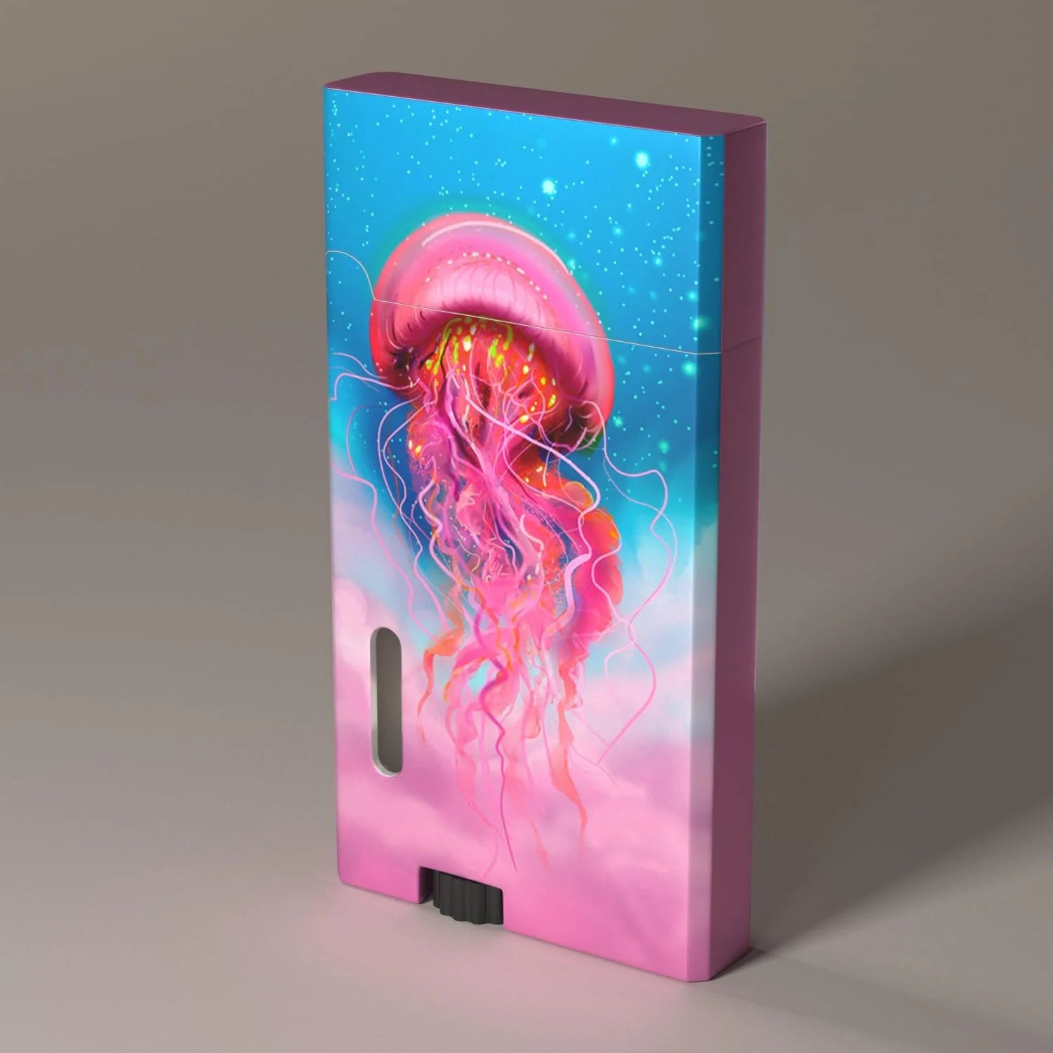Pink Jellyfish Metal Lighter Cool Torch,Jet Torch Windproof Lighters,Adjustable Jet Flame,Refillable Butane,BBQ Candles Camping (Without Gas)