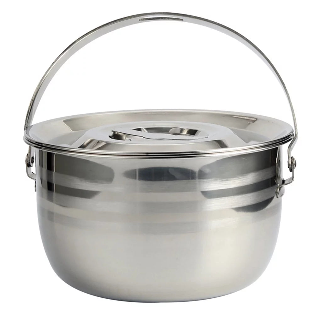 Qumonin Stainless Steel Camping Soup Pot with Lid - 70 oz.