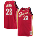 Men's Mitchell & Ness LeBron James Red Cleveland Cavaliers 2003/04 Big & Tall Hardwood Classics Swingman Jersey