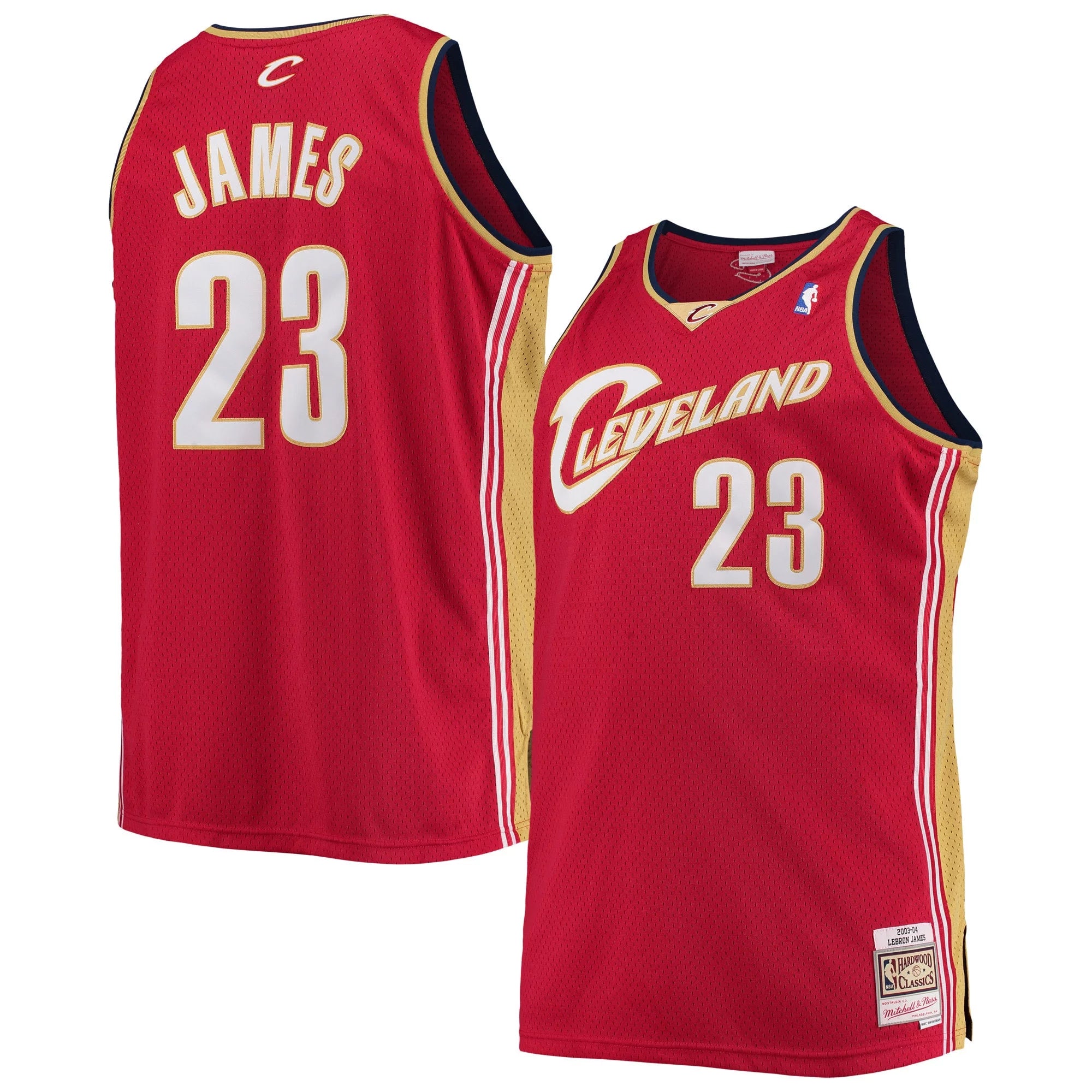 Men's Mitchell & Ness LeBron James Red Cleveland Cavaliers 2003/04 Big & Tall Hardwood Classics Swingman Jersey