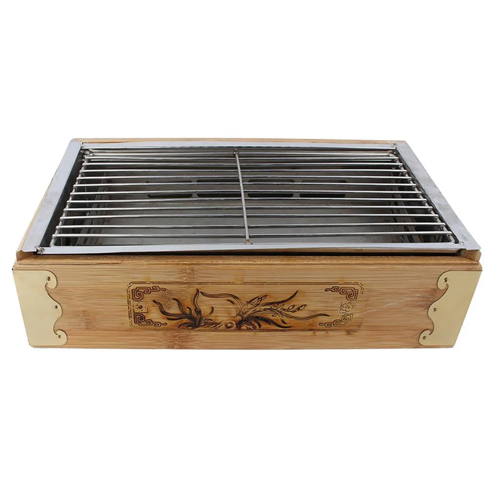 occkic Household Outdoor Barbecue Grill Portable Square Barbecue Cooking Tools Charcoal Baking Tray Stainless Steel Grill Skewer Stove