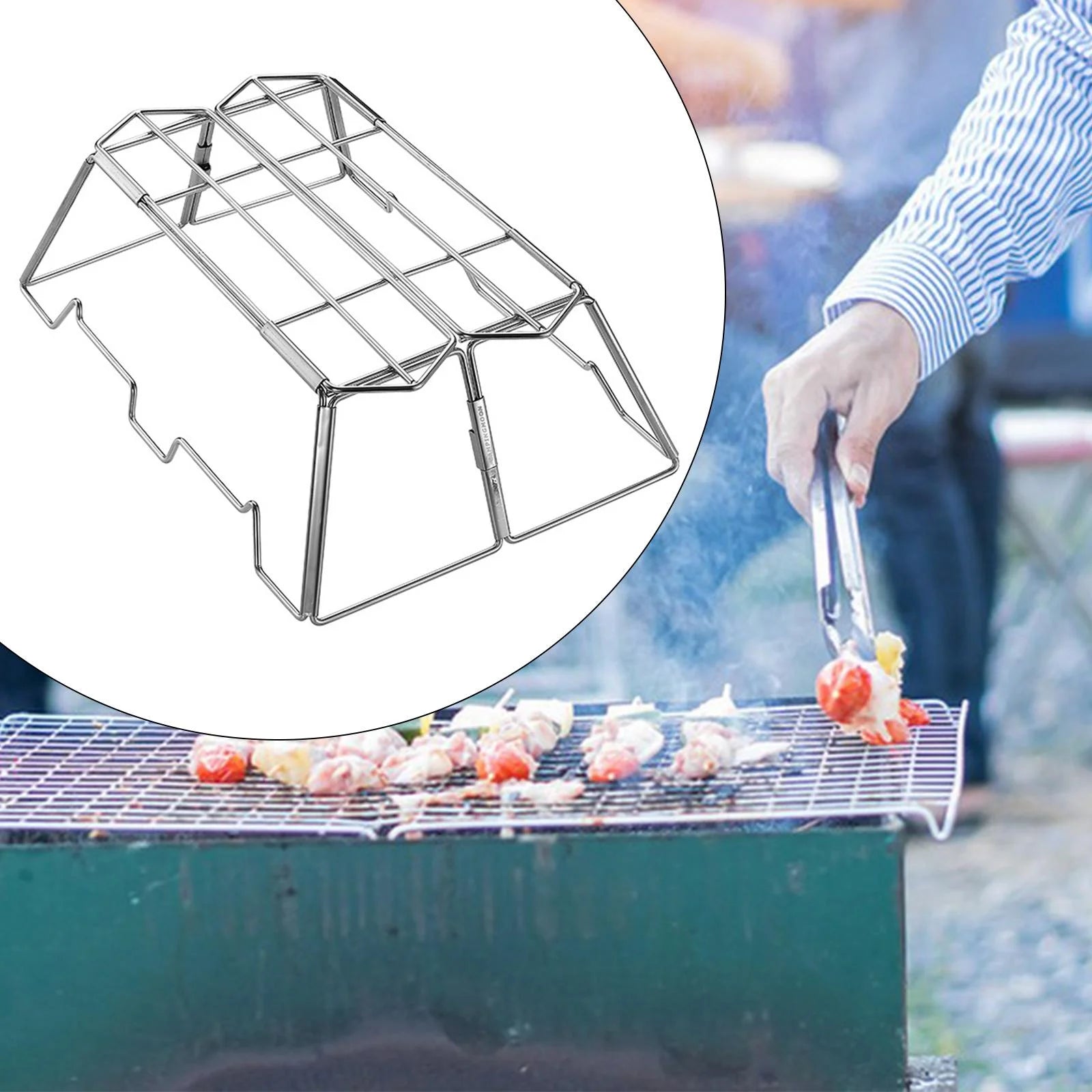 Colaxi Campfire Cooking Stand Grill Racks Practical Folding Rack Stainless Steel for Frying Pans Stew Pots BBQ Camping