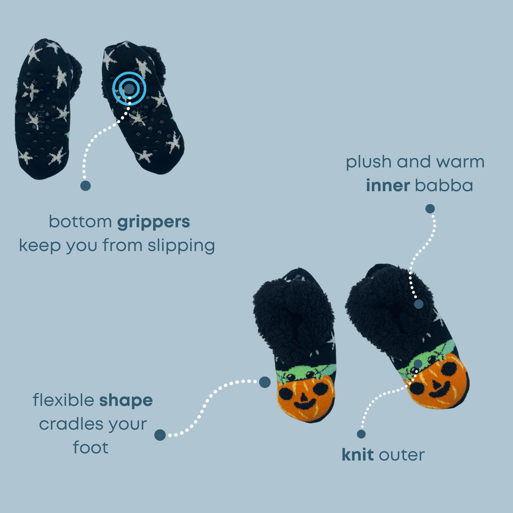 The Child Smiley Pumpkin Halloween Teddy Fur Slipper Socks
