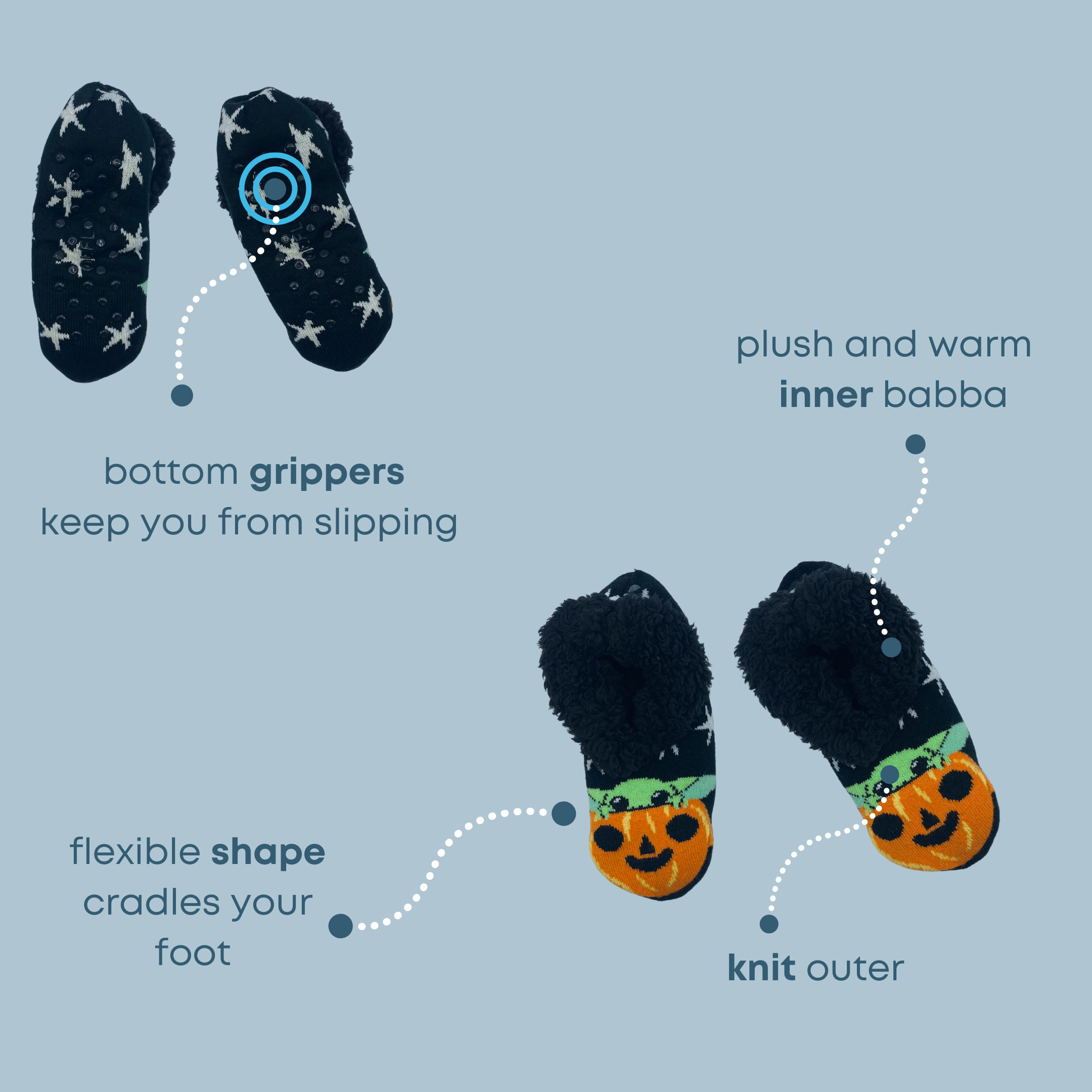 The Child Smiley Pumpkin Halloween Teddy Fur Slipper Socks