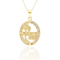10K Yellow Gold CZ Puerto Rico Palm Tree Oval Shape Disc Pendant