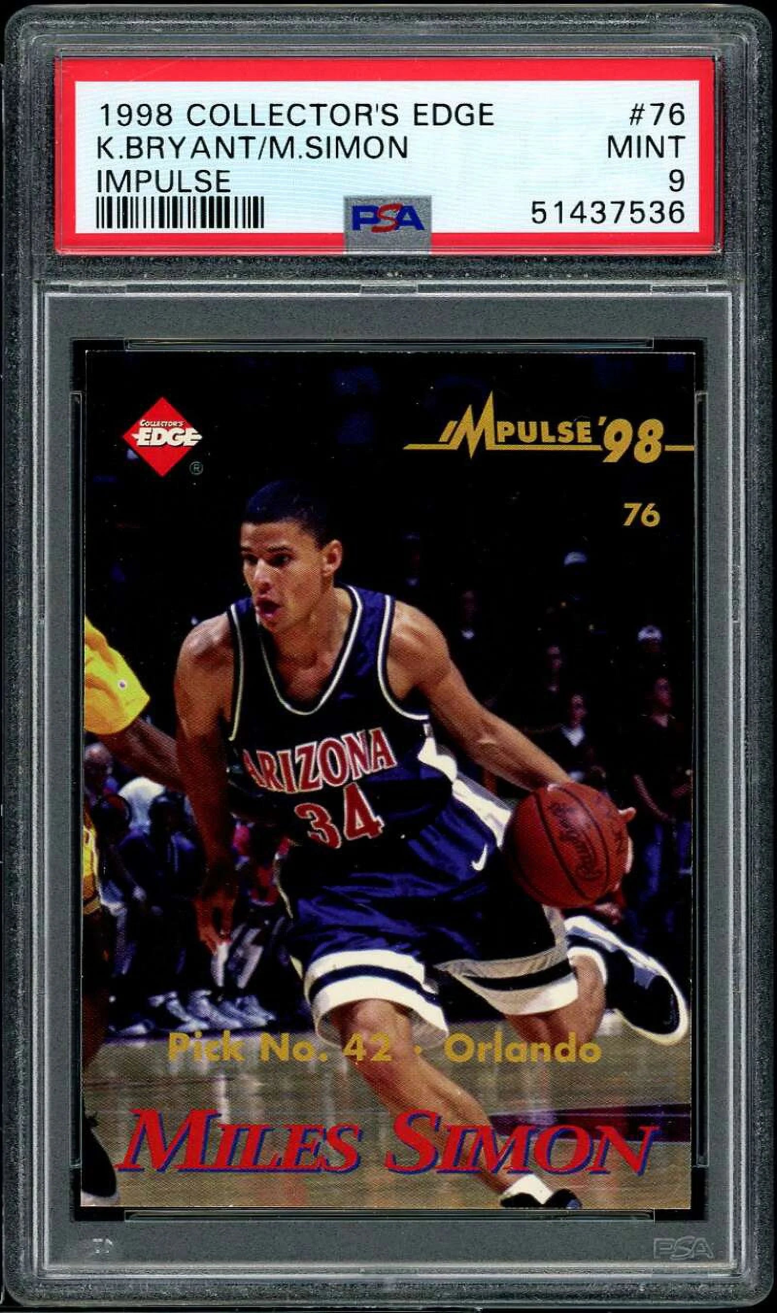 Kobe Bryant/Miles Simon Card 1998 Collector's Edge Impulse #76 PSA 9