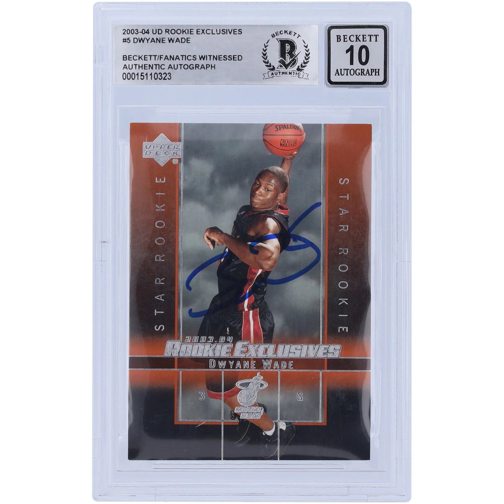 Dwyane Wade Miami Heat Autographed 2003-04 Upper Deck Rookie Exclusives Star Rookie #5 Beckett Fanatics Witnessed Authenticated 10 Rookie Card - Fanatics Authentic Certified
