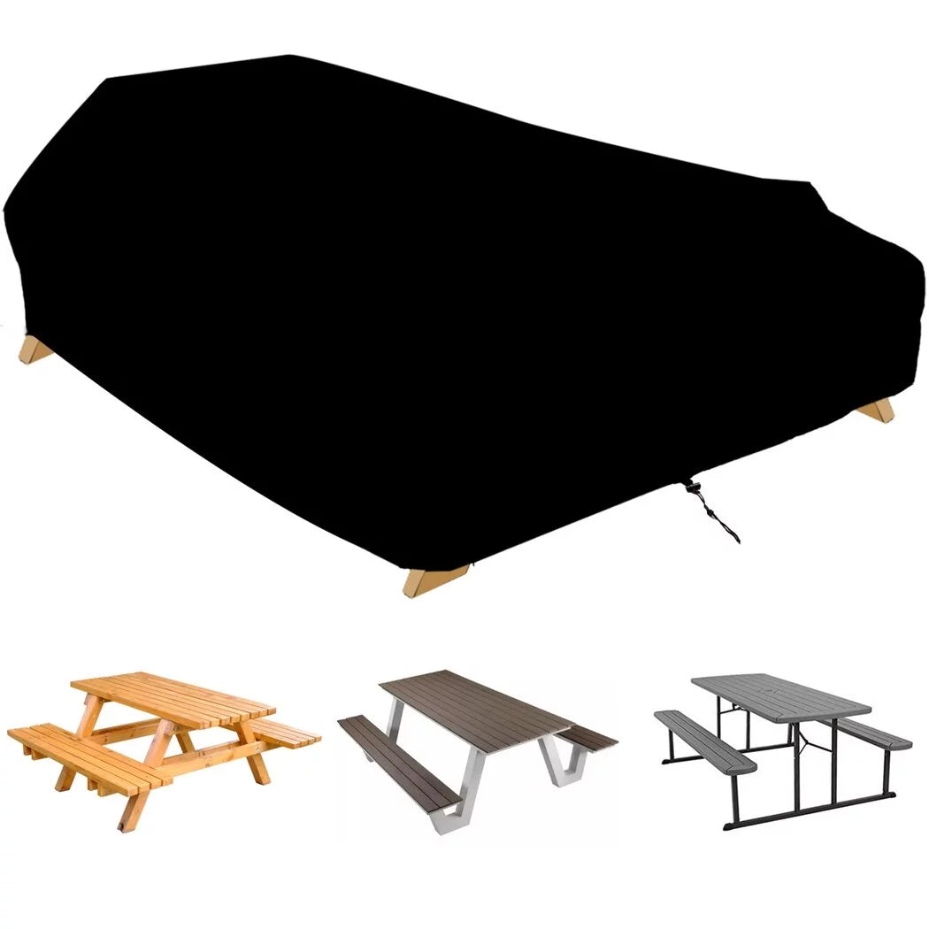 Patio Table Cover, 420D Oxford Cloth Waterproof Rectangle Picnic Table Cover, Large Heavy Duty Patio Table Bench Covers Camping Winter Outdoor, 70 x 55 x 30 inches
