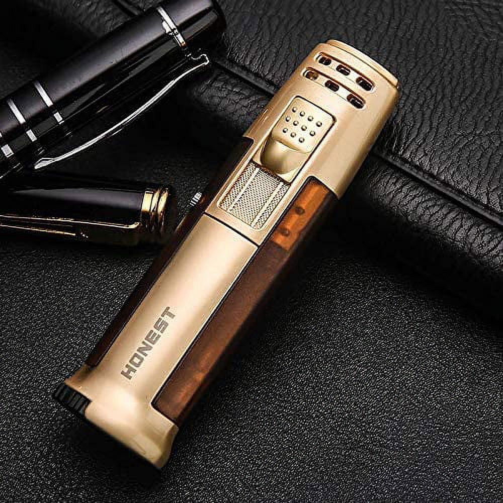 Portable Outdoor Emergency Windproof Torch Torch Lighter Baking Barbecue Welding Flame Lock Gas Can Be Filled Gas Turbine Lighter (Without Gas)