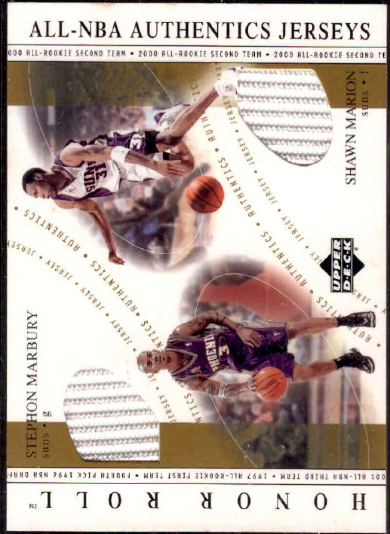 Marbury/Marion 2001-02 Upper Deck Honor Roll All-NBA Authentic Jersey Combo #SM