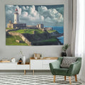 Chilfamy  Puerto Rico Tapestry, Historic Fort San Felipe Del Morro Landscape Central America Caribbean Photo, Wall Hanging Wall Decor,60x40 Inch, Aqua Green