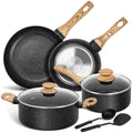 MICHELANGELO Pots and Pans Set Nonstick, Granite Non Stick Pots and Pan Set 8 Pcs, Non Toxic Pan Sets for Cooking Nonstick Cookware Set Induction Compatible