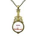 City Landmark Building Doha Necklace Antique Guitar Jewelry Music Pendant