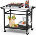 20x 32 Grill Table with Double-Shelf, Stainless Steel Grill Cart, Multifunctional Food Prep and Pizza Oven Table for Ninja Grill, Blackstone Griddle 17/22
