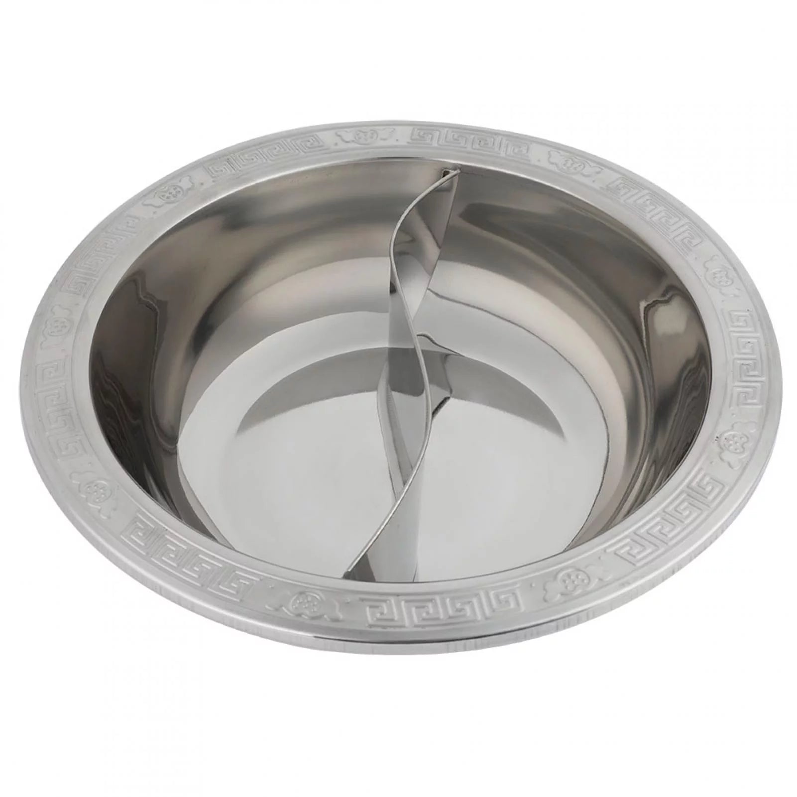 Stainless Steel Hot Pot with Divider for Induction Cooker Cooking Pot Chinese Fondue, 28cm, Fast Heat Conduction, Non-Stick