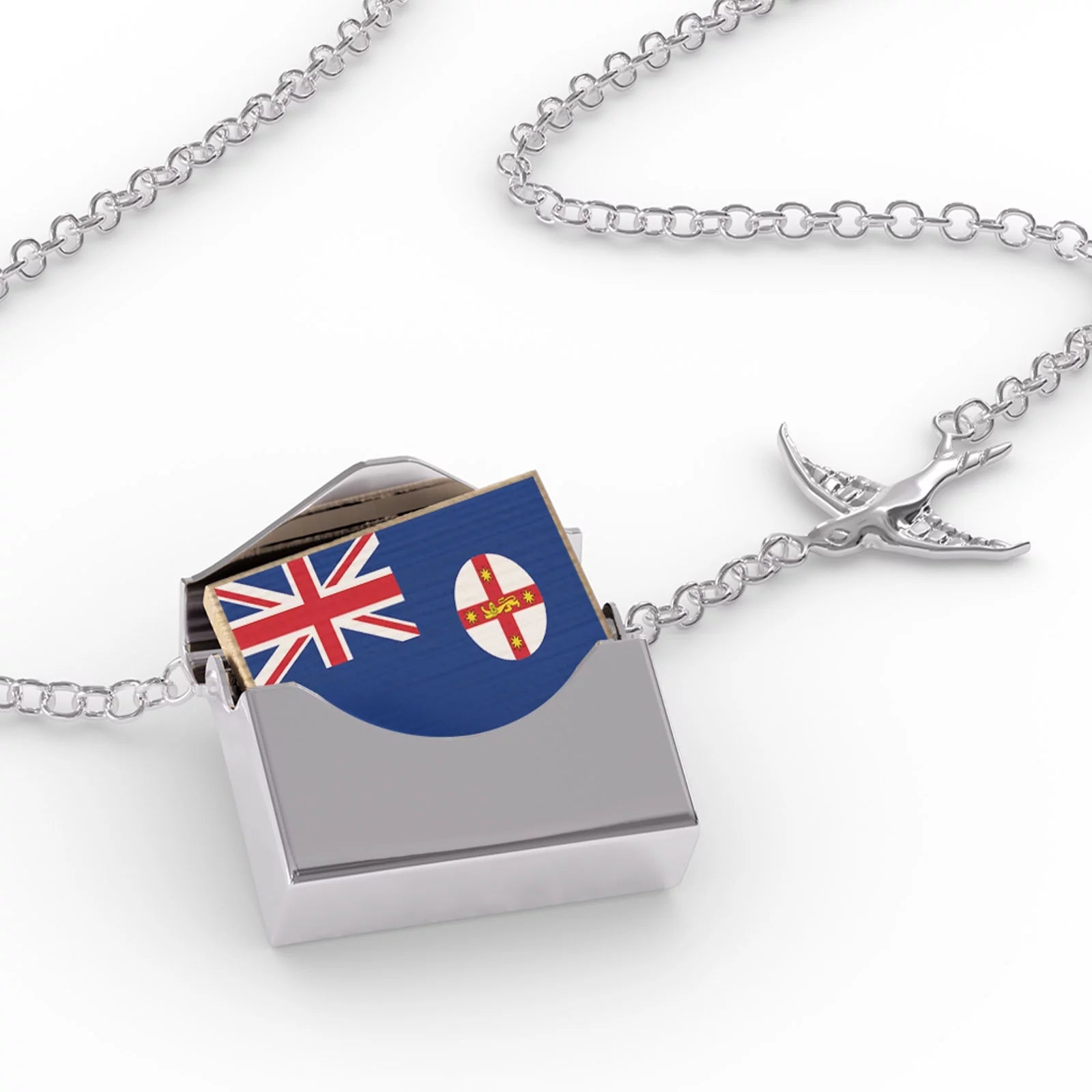 Locket Necklace New South Wales (NSW) Flag region: Australia in a silver Envelope Neonblond