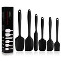 BINHAI Silicone Spatula Set - Black 6 Piece Non - Stick Rubber Spatula with Stainless Steel Core - Heat-Resistant Spatula Kitchen Utensils Set for Cooking, Baking and Mixing