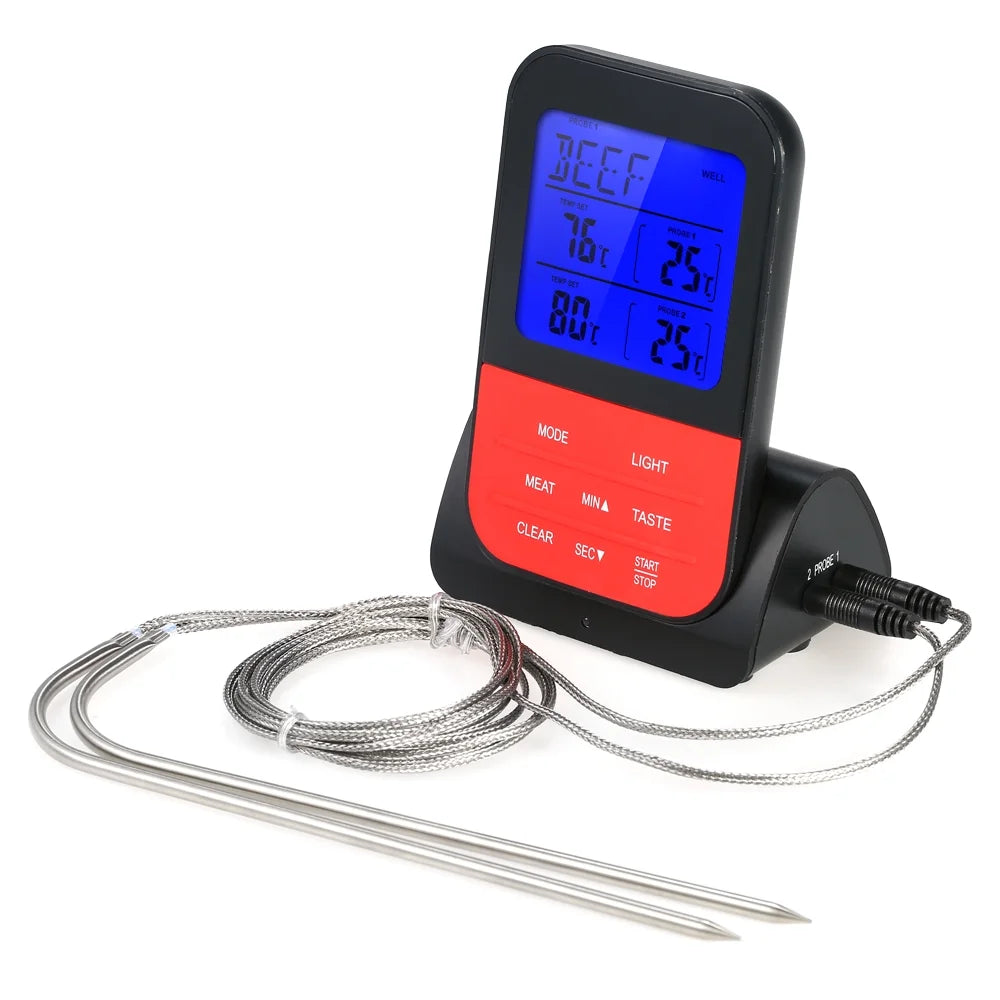 moobody Wireless Digital BBQ Meat Thermometer Instant Read Backlight LCD Food Cooking Thermometer with Cook Timer Dual Probes