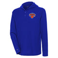 Men's Antigua  Royal New York Knicks Strong Hold Long Sleeve Henley Hoodie T-Shirt