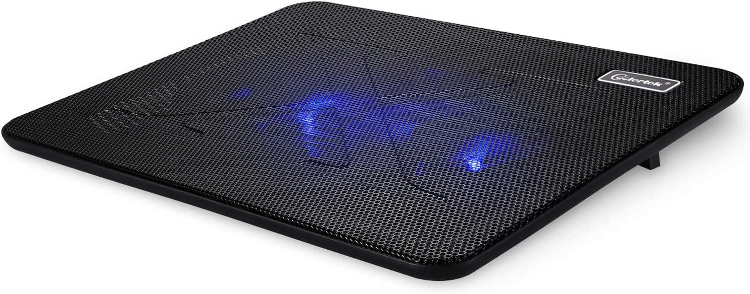 Laptop Cooling Pad, Portable Slim Quiet Laptop Notebook Cooler Cooling Pad Stand with 2 Blue Fans, USB