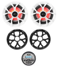 MB Quart GMR-2.5 Marine Bluetooth Gauge Receiver+(2) 6.5 700w Boat LED Speakers