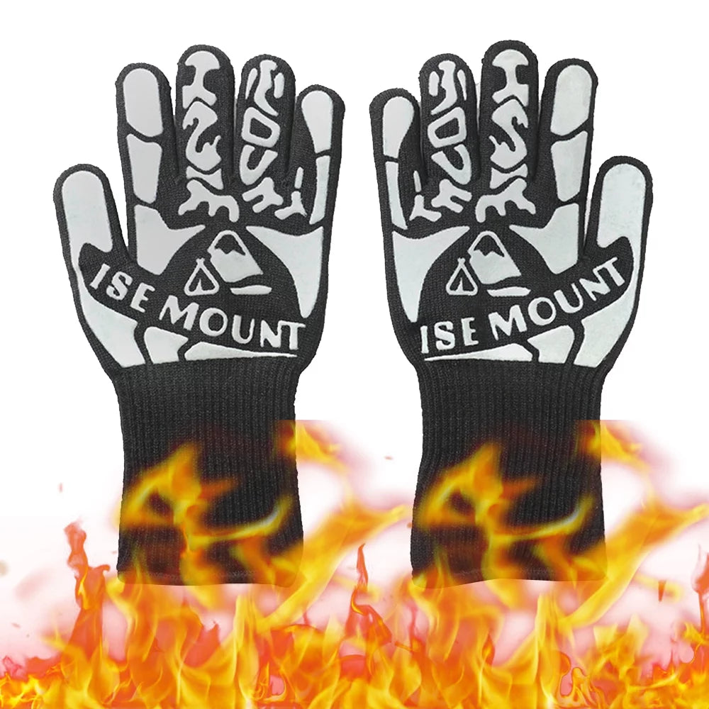 moobody Flameretardant Heat Insulation Gloves High Temperature Proof Gloves Camping Picnic BBQ Cotton Lining Gloves