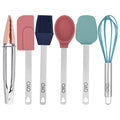 Cook with Color Silicone Kitchen Utensils 6 Piece Set - Spoon, Spatula, Tongs, Whisk & Turner