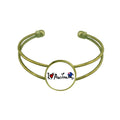 I Love Australia World Flag Heart Bracelet Bangle Retro Open Cuff Jewelry