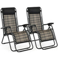 leecrd of 2 Folding Rattan Patio Zero Gravity Lounge Chair Recliner w/ Headrest