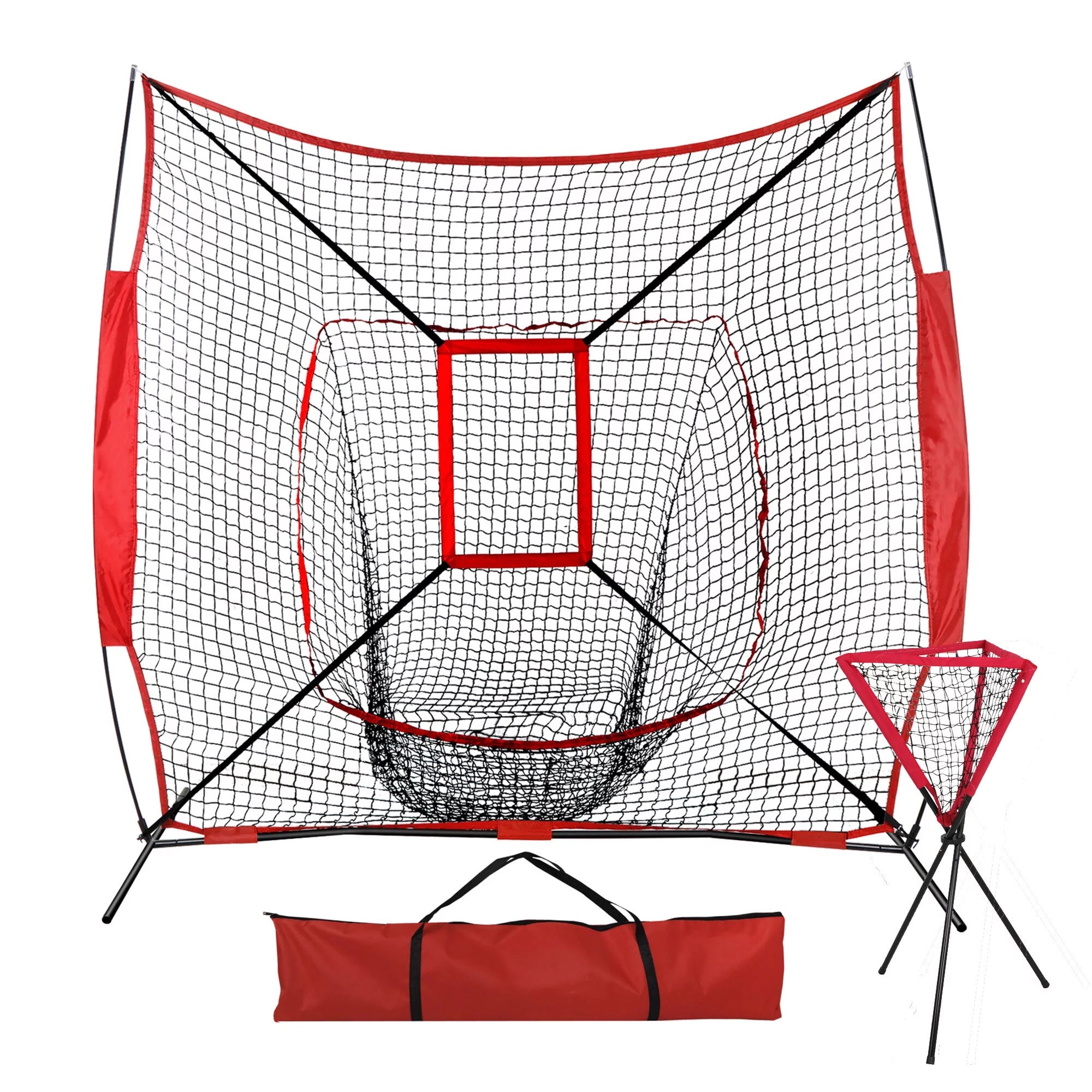 ZENSTYLE Baseball Softabll Traning Net Set Home Personal Practice Net with Target Zone and Ball Caddy Portable Foldable Carrying Case