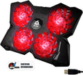 Pre-Owned KLIM Wind Laptop Cooling Pad & Stand for 11 to 17 Inch Notebooks, Gaming Consoles, 4 Illuminated Fans, Quiet, Powerful Cooler, 2 USB Ports, Red (Refurbished: Good)