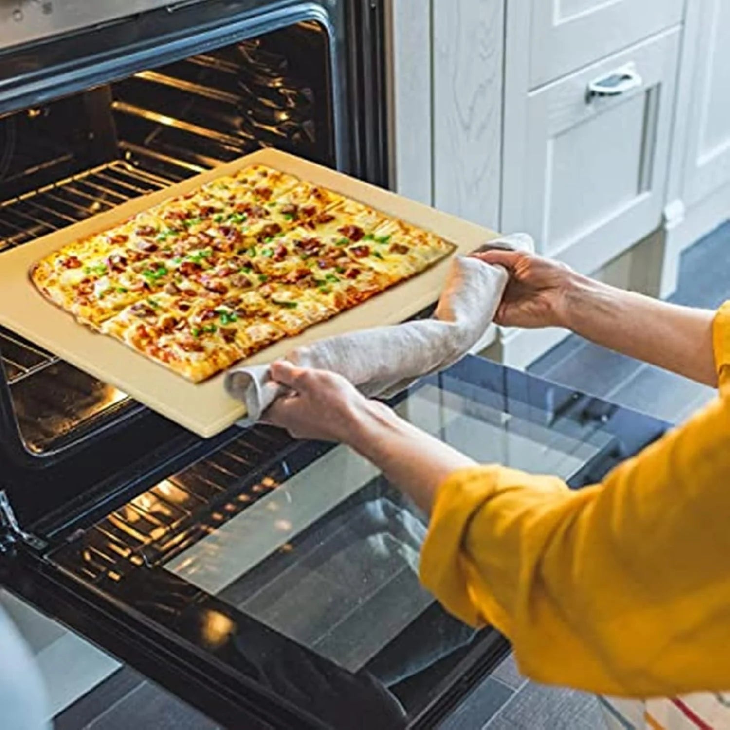Pizza Stone Baking & Grilling Stones For Crispy Crust 15 X 12 Inch Rectangular Or 13.5 Round Pizza Stone For Oven And Grill - Cordierite Durable Thermal Shock Resistant Safe Cooking Stone Pizza Pan