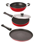 Nirlon Nonstick Aluminium Rust Free 3 Piece Non-Induction Cookware Utensil Item Set