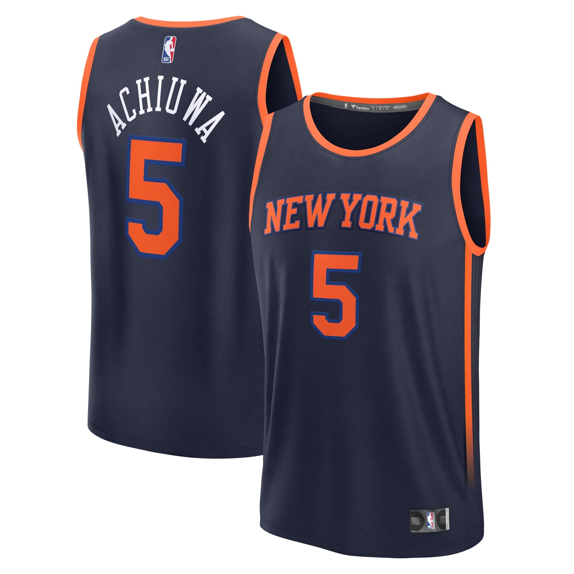 Men's Fanatics Branded Precious Achiuwa Navy New York Knicks Fast Break Player Jersey - Statement Edition