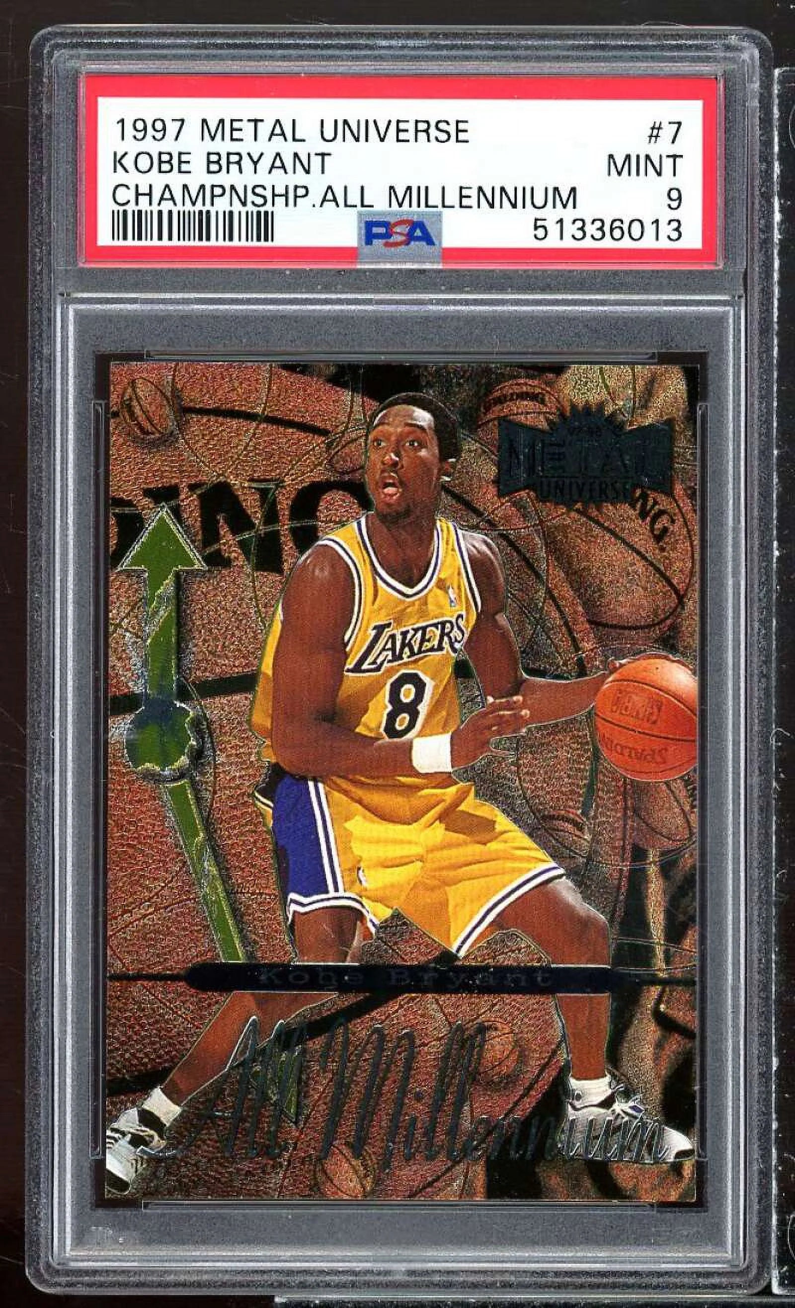 Kobe Bryant Card 1997-98 Metal Universe Championship All Millennium #7 PSA 9