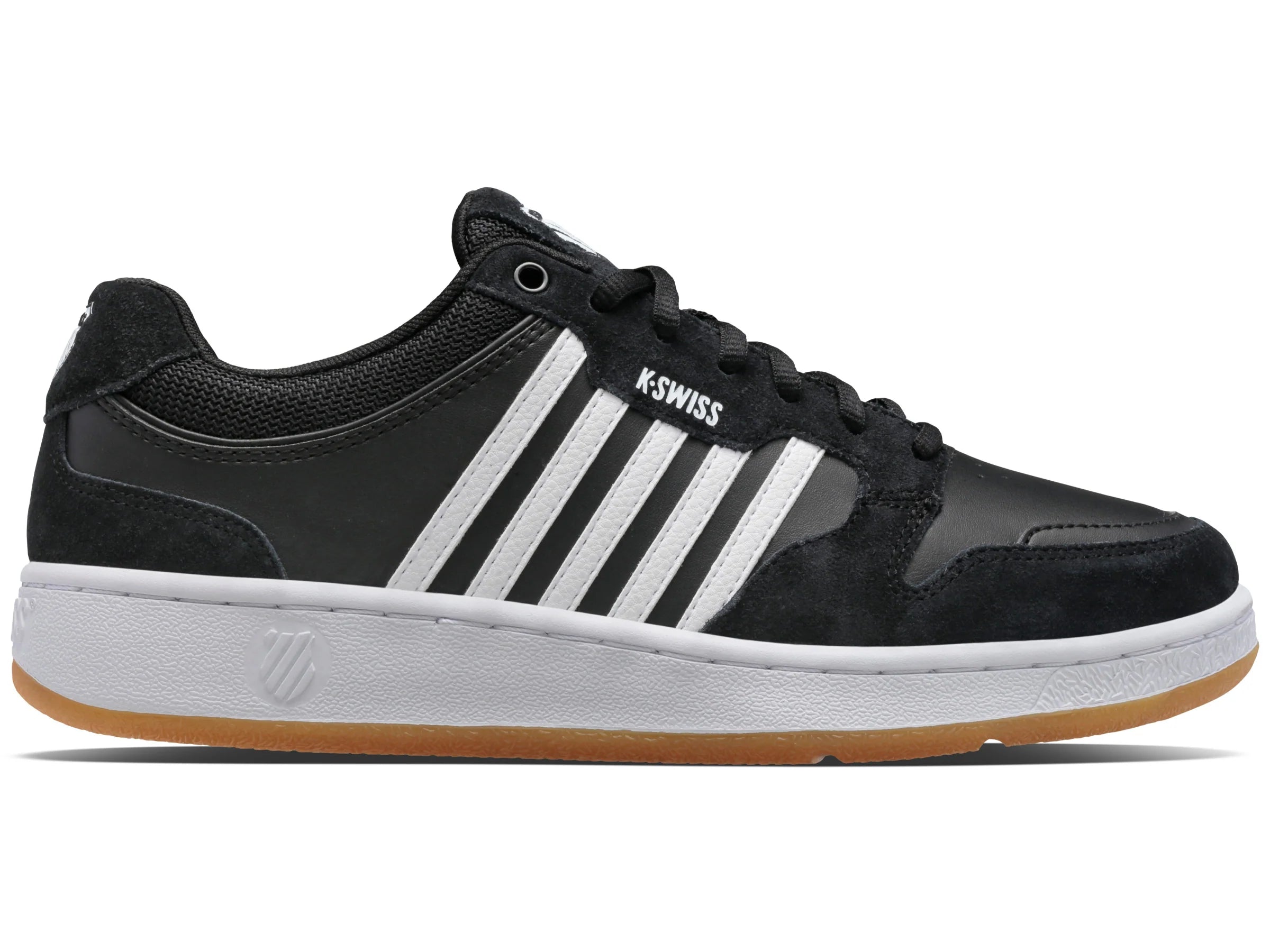 K-Swiss Men City Court Medium Low Top Sneaker Black/White/Gum 06996-031-M Size 10 US