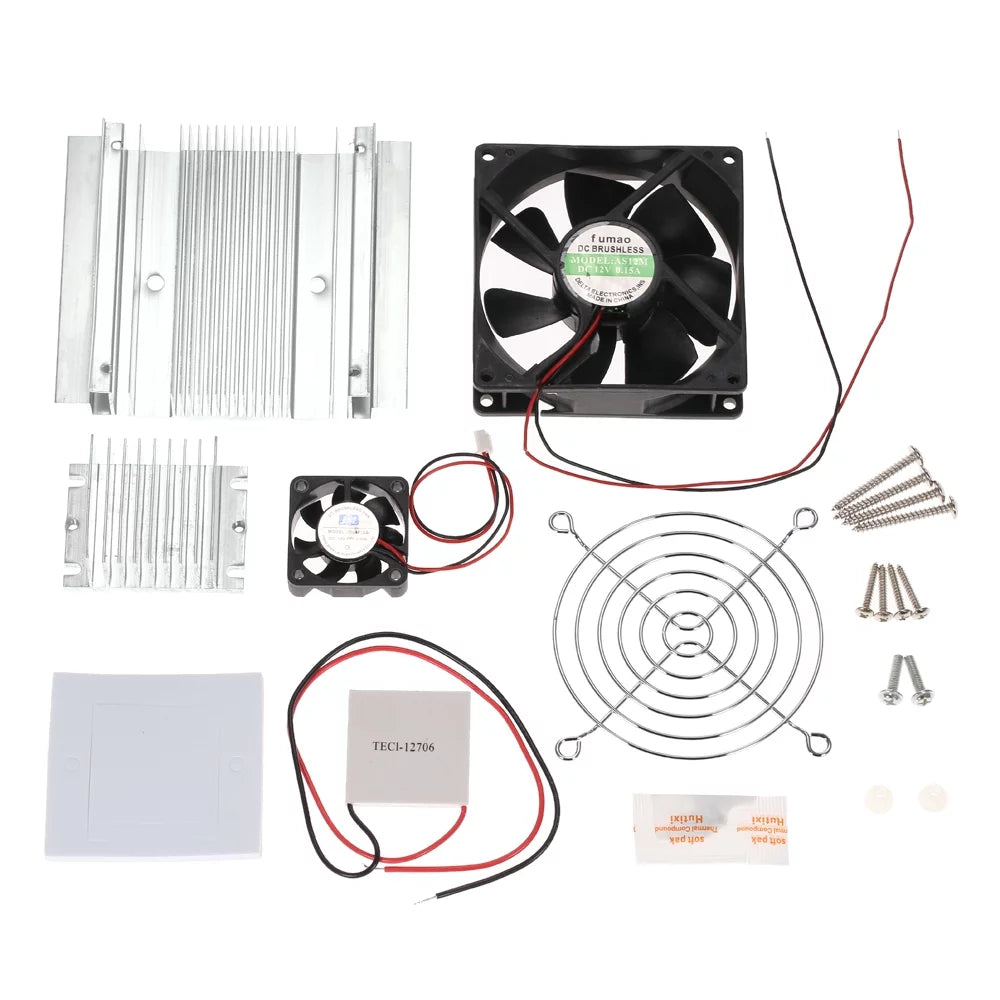 MABOTO DIY Thermoelectric Peltier Refrigeration Cooling System Kit Semiconductor Cooler Conduction Module + Radiator + Cooling Fan + TEC1-12706