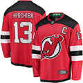 Men's Fanatics Branded Nico Hischier Red New Jersey Devils Captain Patch Home Breakaway Jersey
