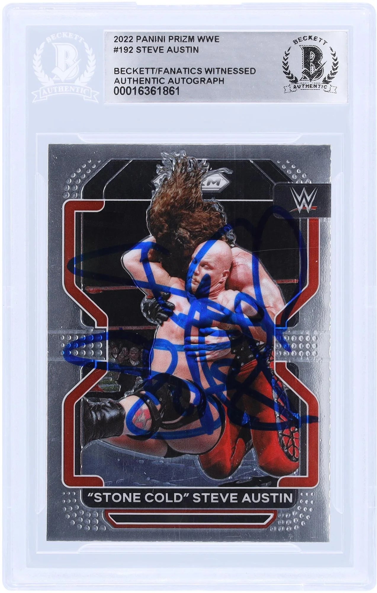Stone Cold Steve Austin WWE Autographed 2022 Panini Prizm #192 Beckett Fanatics Witnessed Authenticated Card - Fanatics Authentic Certified