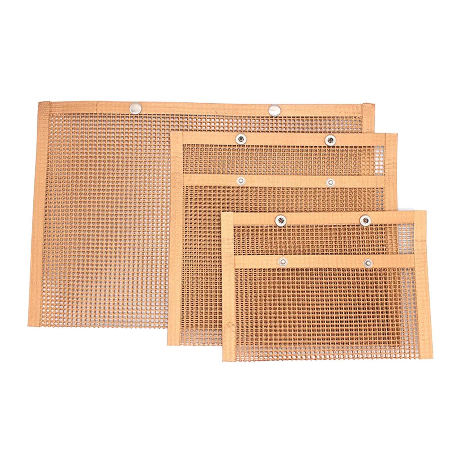 3Pcs Durable BBQ Grilling Bags Mesh Pouch Barbecue Grill to Clean Organizer for Backpacking Outdoor Electric Gas , Copper