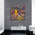 Kobe Bryant #8 vs Kobe #24 Lakers Comic Book Graffiti Version 30x30 Canvas Print Ready to Hang Original art by Memento