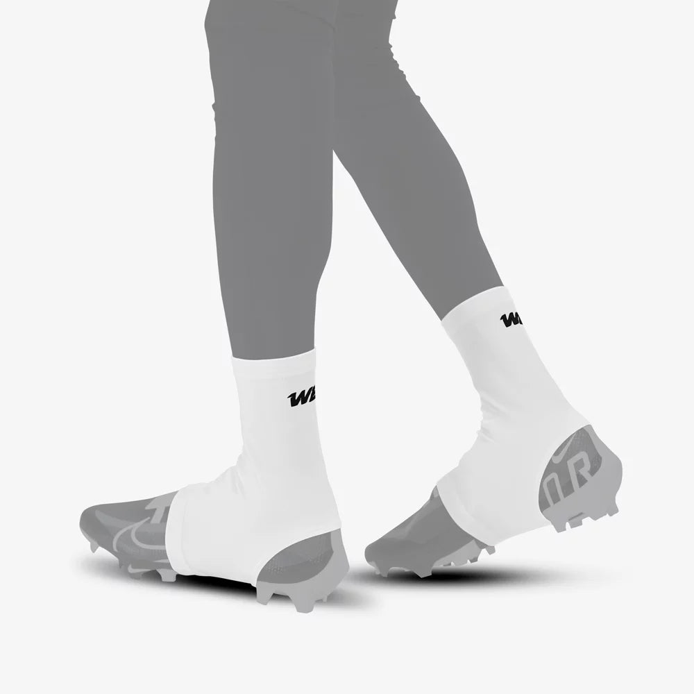 We Ball Sports Cleat Covers Elastic Spats for Football, Soccer, Baseball, Softball, Rugby & Turf Hockey [WHITE-L/XL]