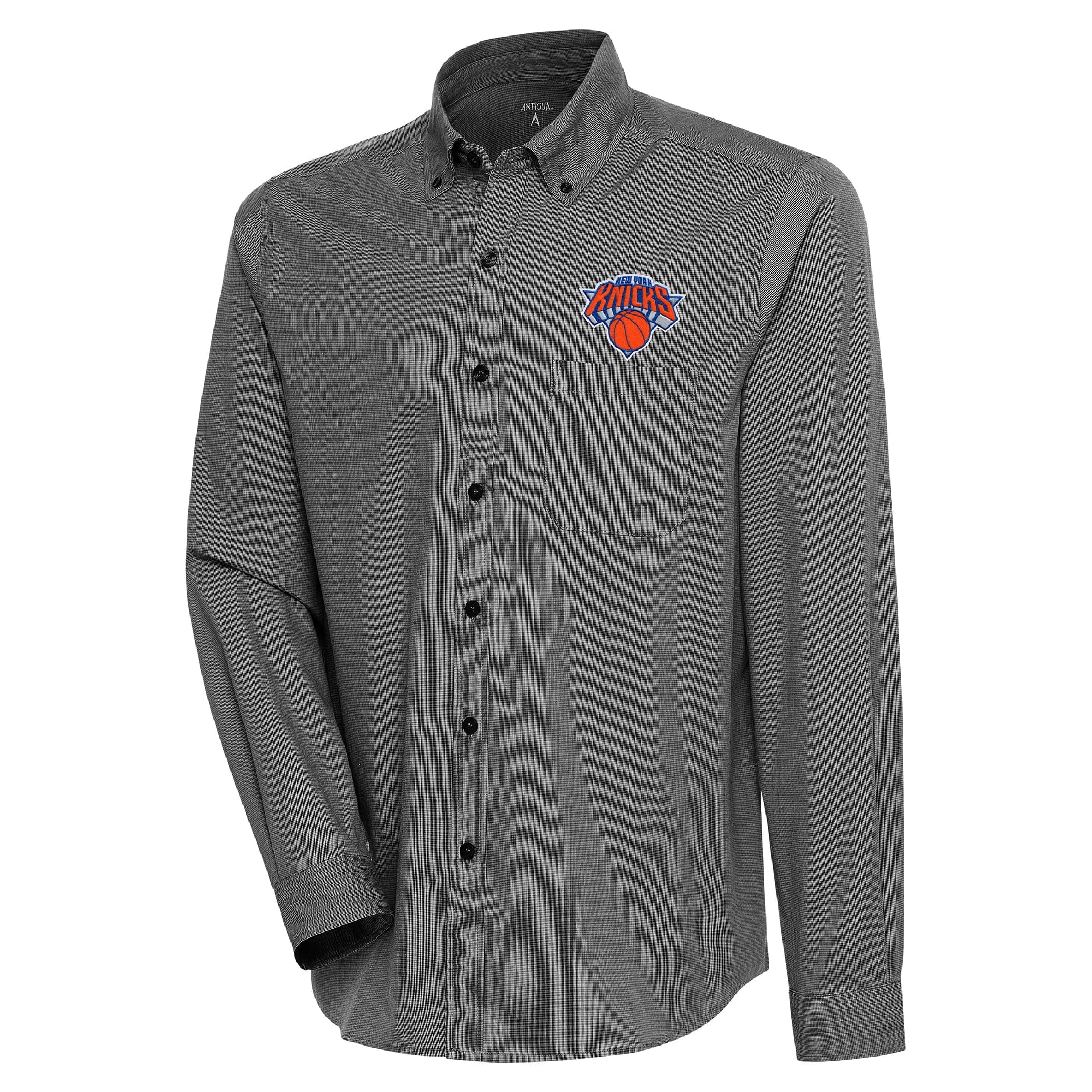 Men's Antigua  Black New York Knicks Compression Button-Down Shirt