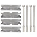 4-Pack BBQ Gas Grill Tube Burner & Heat Shield Plate Tent Replacement Parts for Perfect Flame 720-0522 - Compatible Barbeque Stainless Steel Pipe Burners & Flame Tamer, Flavorizer Bar