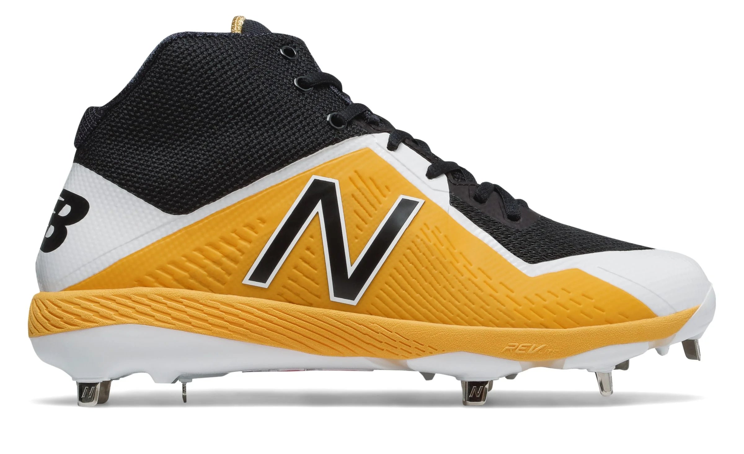 New Balance Mid-Cut 4040v4 Metal Baseball Cleat Mens Shoes Black with Yellow