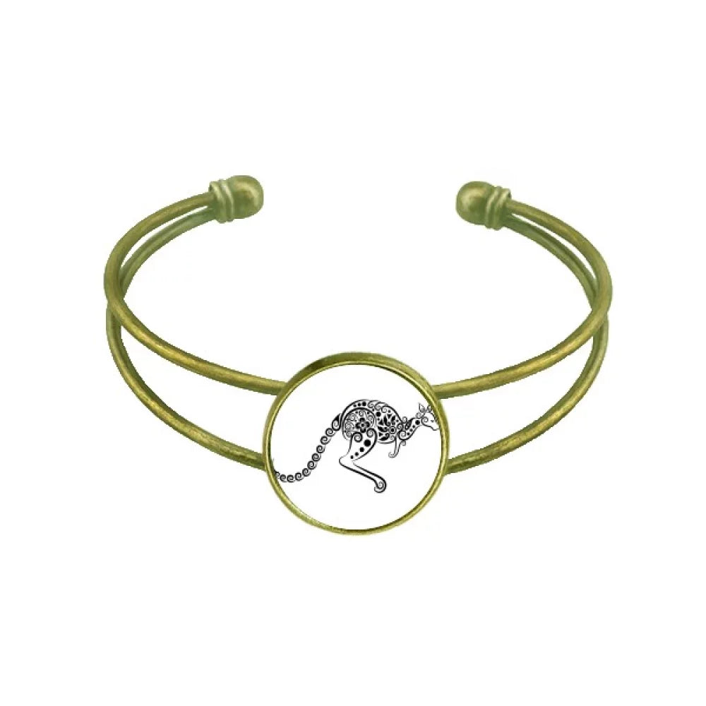 Australia Flavor Kangaroo Skeleton Illustration Bracelet Bangle Retro Open Cuff Jewelry