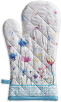 Maison d' Hermine Oven Gloves 100% Cotton Oven Glove 7 Inch x 13 Inch with Loop Heat Resistant for Gifts, BBQ, Cooking, Baking, Grilling, Barbeque, Flower in The Field - Spring/Summer