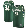 Youth Fanatics Branded Giannis Antetokounmpo Hunter Green Milwaukee Bucks Fast Break Replica Jersey - Icon Edition