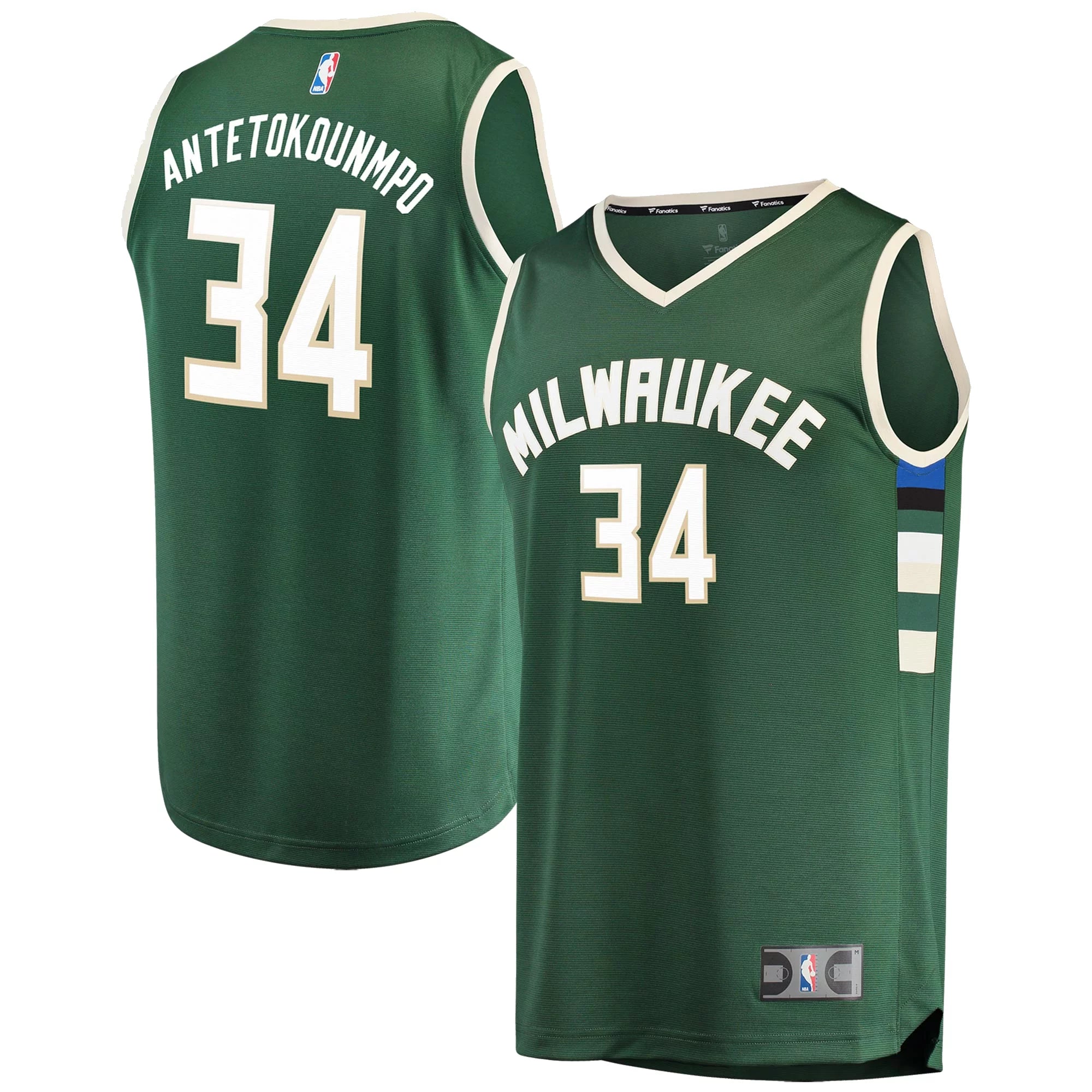 Youth Fanatics Branded Giannis Antetokounmpo Hunter Green Milwaukee Bucks Fast Break Replica Jersey - Icon Edition